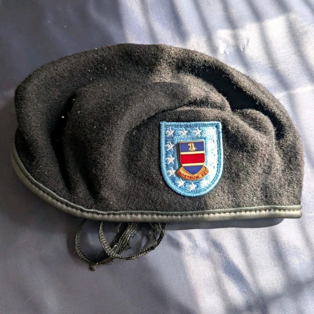 Defense Logistics Agency Black Military Beret with 101st Crest Pin Insignia